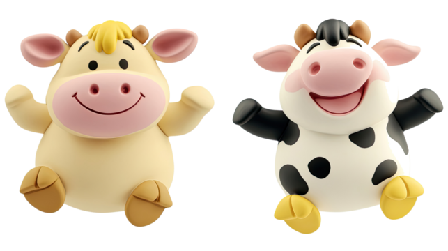 Happy Smiling Cows Jumping Joyfully in a Playful Collection Generative AI