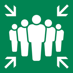 Emergency evacuation assembly point sign. Assembly point icon. Safety Signs. Evacuation Plan. Vector illustration