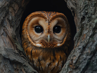 A striking photo of an owl, showcasing its intense gaze and intricate feather patterns. Perfect for prints, posters, or decor, bringing the mystery and beauty of this nocturnal hunter into any space!