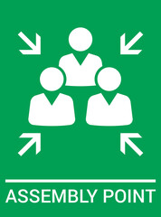 Emergency evacuation assembly point sign. Assembly point icon. Safety Signs. Evacuation Plan. Vector illustration