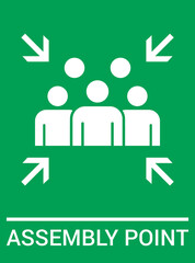 Emergency evacuation assembly point sign. Assembly point icon. Safety Signs. Evacuation Plan. Vector illustration
