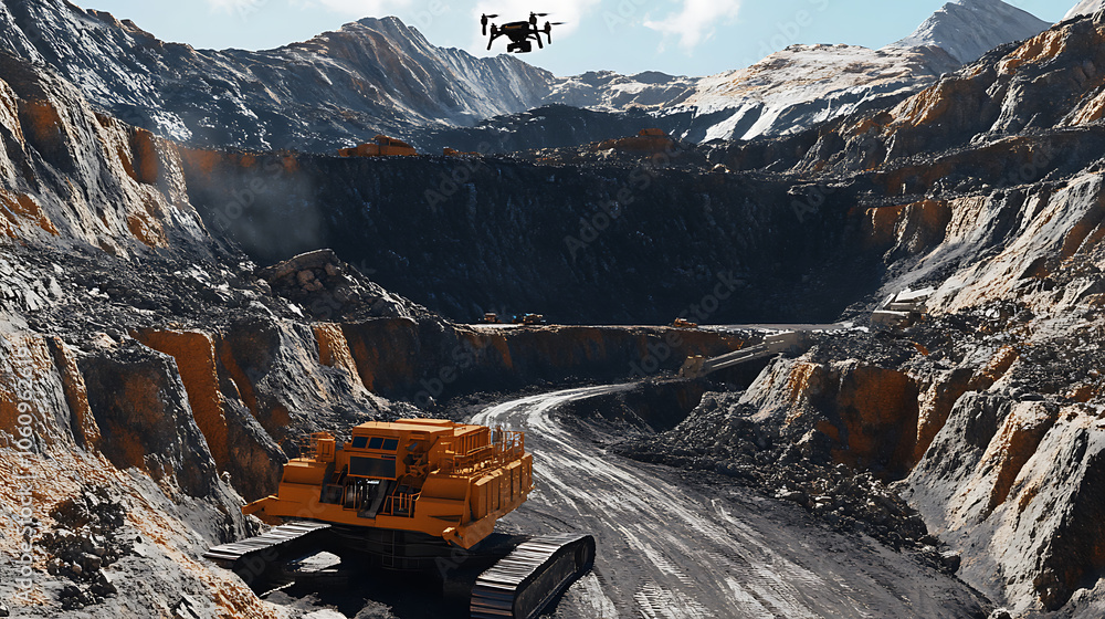 Poster Automated mining operation with self, operating excavators and drones for mineral exploration