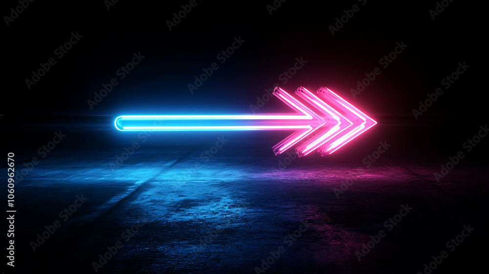 Poster abstract arrow speed motion light effect with blue and pink glow on dark background