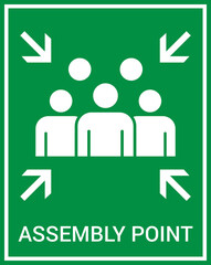 Emergency evacuation assembly point sign. Assembly point icon. Safety Signs. Evacuation Plan. Vector illustration