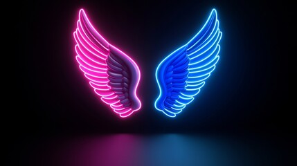 Fototapeta premium On a black background, pink and purple wings