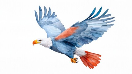 Obraz premium Stunning image of a bald eagle in flight with its wings open on an isolated background