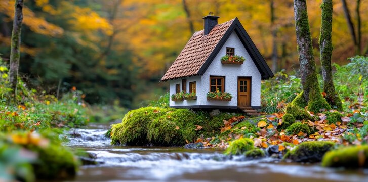 It's a fairy tale house made by gnomes and trolls in a dark fantasy autumn forest