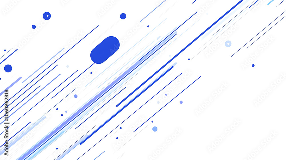 Poster Abstract blue lines speed across a white background presentation design, featuring a simple flat illustration in a minimalist style, with a large copy space
