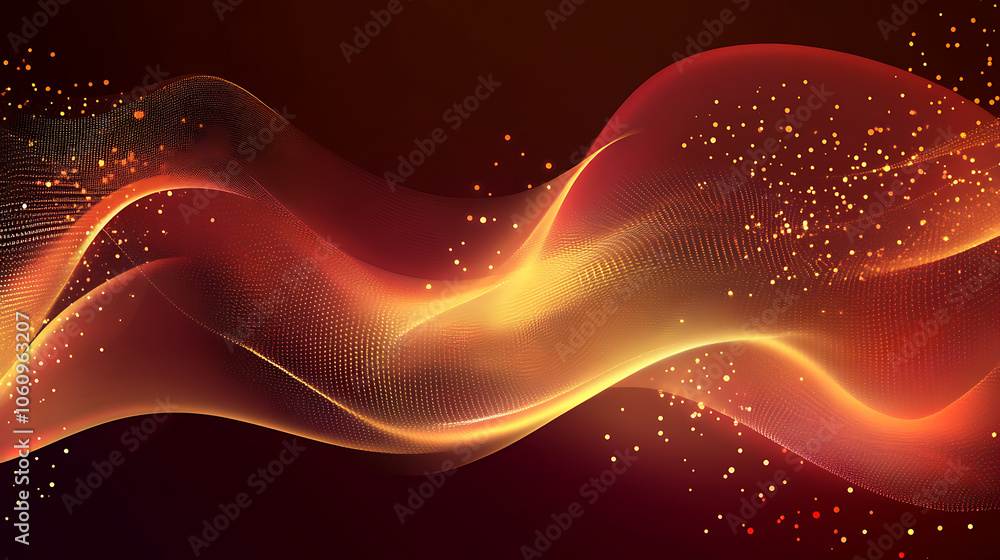 Leinwandbilder Abstract digital background with flowing dots and waves, creating an elegant wave design for technology or science themes
