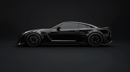 Obraz premium Black generic and unbranded sport car isolated on a black background