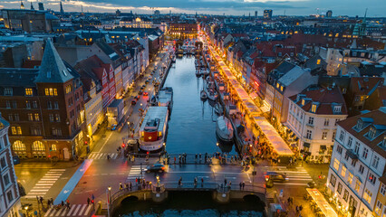 Fototapeta premium Harbor in the evening of Copenhagen, Denmark