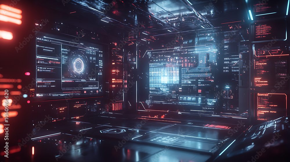 Fototapete a collection of hud frames, encapsulating futuristic modern user interface elements, control panels,