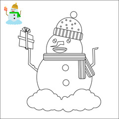 Christmas coloring book. children's educational game. logical tasks. coloring book. New Year.  Christmas tree. snowman.