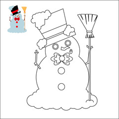 Christmas coloring book. children's educational game. logical tasks. coloring book. New Year.  Christmas tree. snowman.