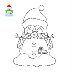 Christmas coloring book. children's educational game. logical tasks. coloring book. New Year.  Christmas tree. snowman.