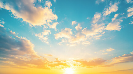 Naklejka premium Beautiful sky with a blue and orange gradient with a stunning sunset and beautiful clouds. A clear sky, a landscape photography background image and high resolution with high professional details.