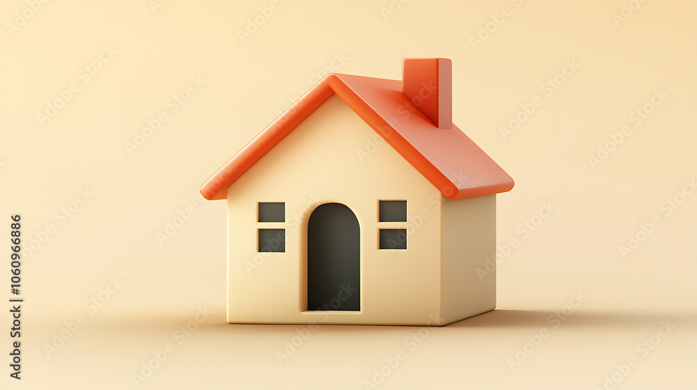 Poster A simple house symbol in cartoon minimal style represents real estate or mortgage concepts in 3D vector form