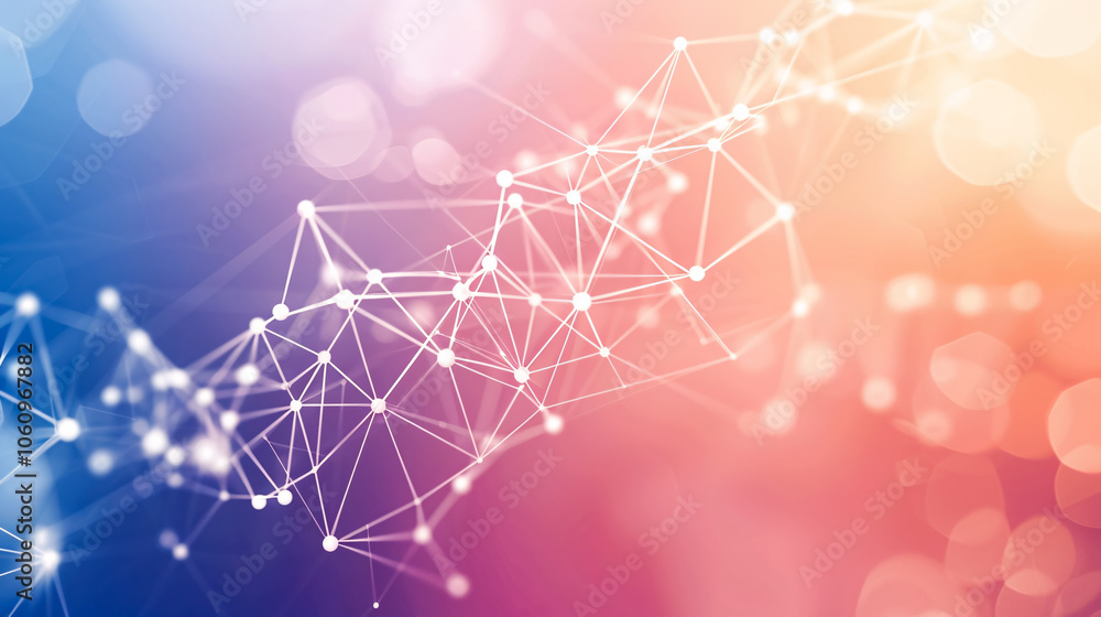 Aufkleber geometric abstract background with connected dots and lines: molecular structure and communication