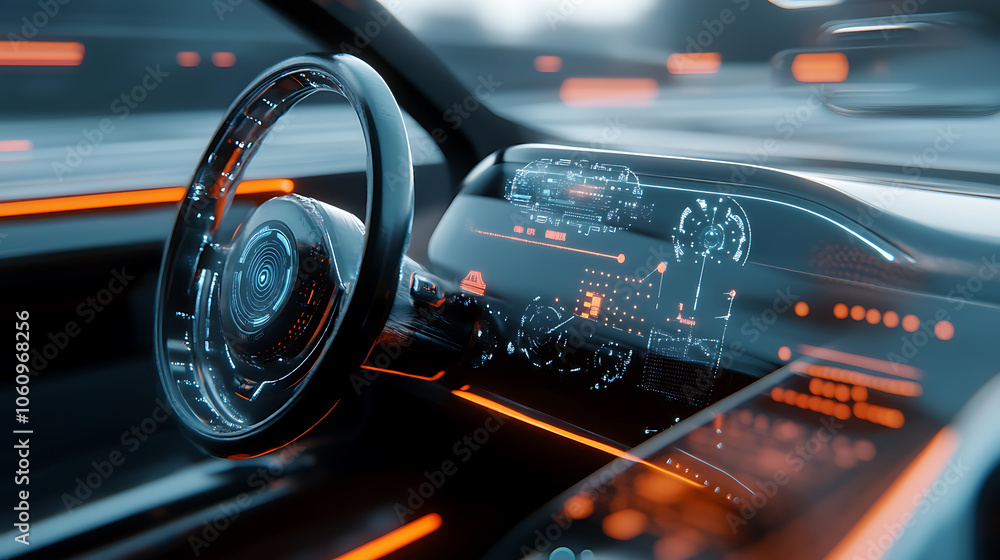 Poster autonomous car sensor systems for driverless safety, adaptive cruise control, smart transportation t