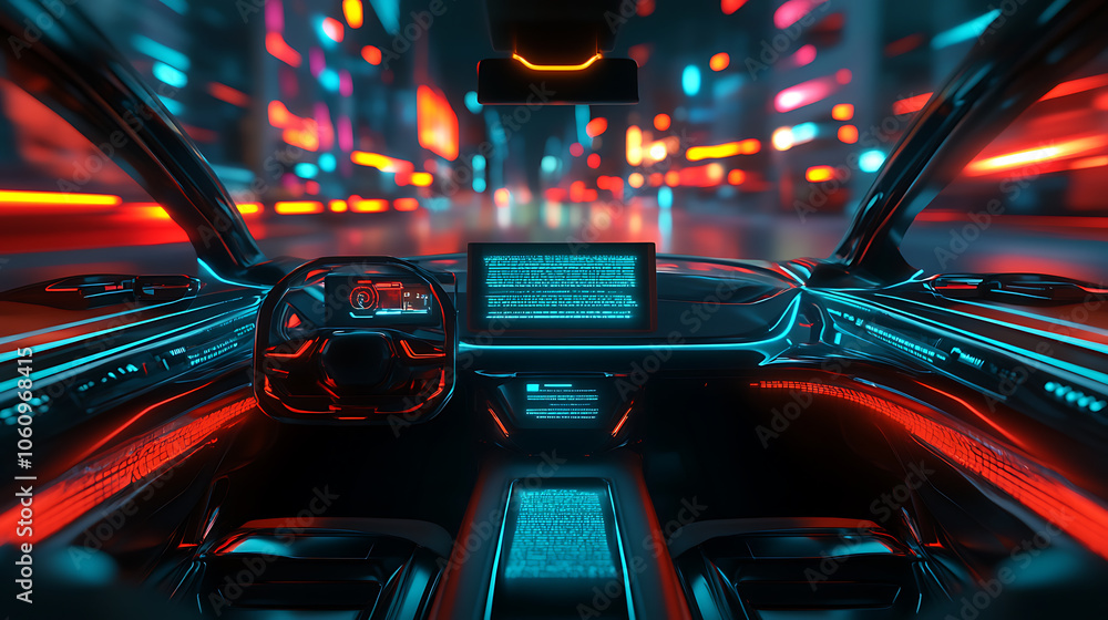 Poster autonomous car sensor systems for driverless safety, adaptive cruise control, smart transportation t