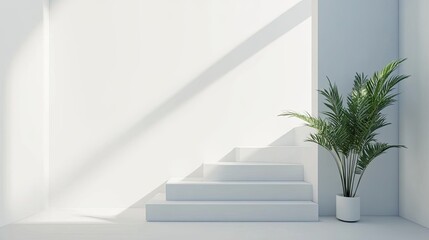 Obraz premium White blank banner in a minimal indoor setting, perfect for adding text, logos, or promotional content.