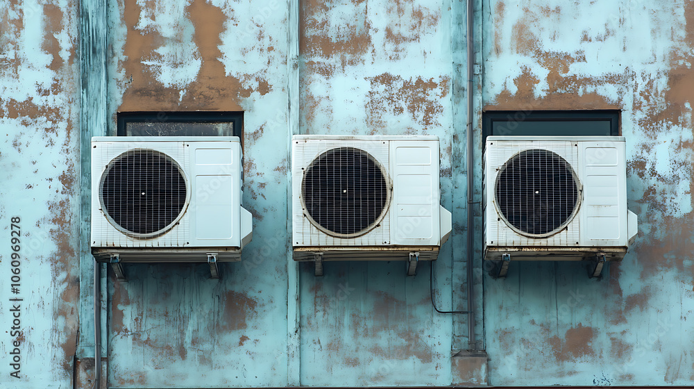 Poster building air conditioning, the history of the ventilation pipes, constructing engineering networks, 