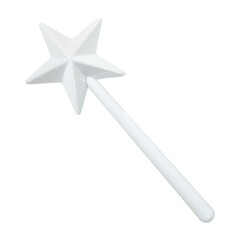 White magic wand casting stick toy with star on top isolated white background