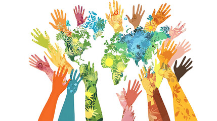 diverse hands joining together global teamwork and cooperation concept for world environment day
