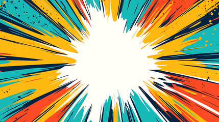 Fototapeta premium Abstract comic book flash explosion Radial patterns on a clear backdrop, Action lines from comic books, lines of speed Manga frame, Cartoon halftone line