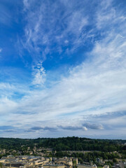 Obraz premium High Angle View of Historical Bath City of England United Kingdom During Mostly Cloudy Day of May 26th, 2024, Aerial Footage Was Captured with Drone's Camera During Bright Sunny Day
