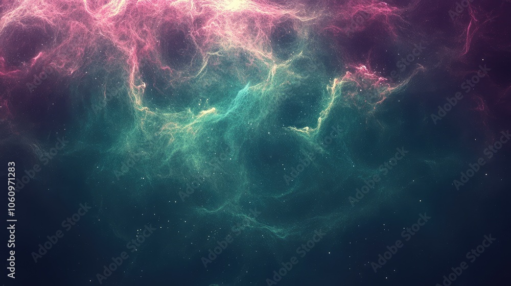 Poster swirling colors reminiscent of a winter atmosphere blend harmoniously in a cosmic expanse, creating 