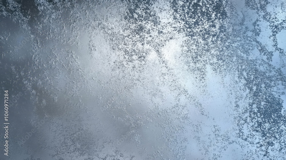 Poster a close-up of a frosted windowpane, showcasing a delicate pattern of ice crystals. the background is