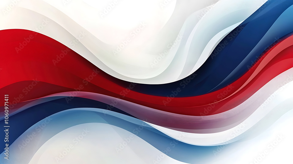 Aufkleber abstract red, white and blue vector background with flowing lines