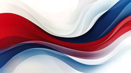 Naklejka premium Abstract red, white and blue vector background with flowing lines
