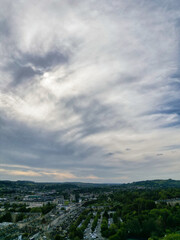 Obraz premium High Angle View of Historical Bath City of England United Kingdom During Mostly Cloudy Day of May 26th, 2024, Aerial Footage Was Captured with Drone's Camera During Bright Sunny Day