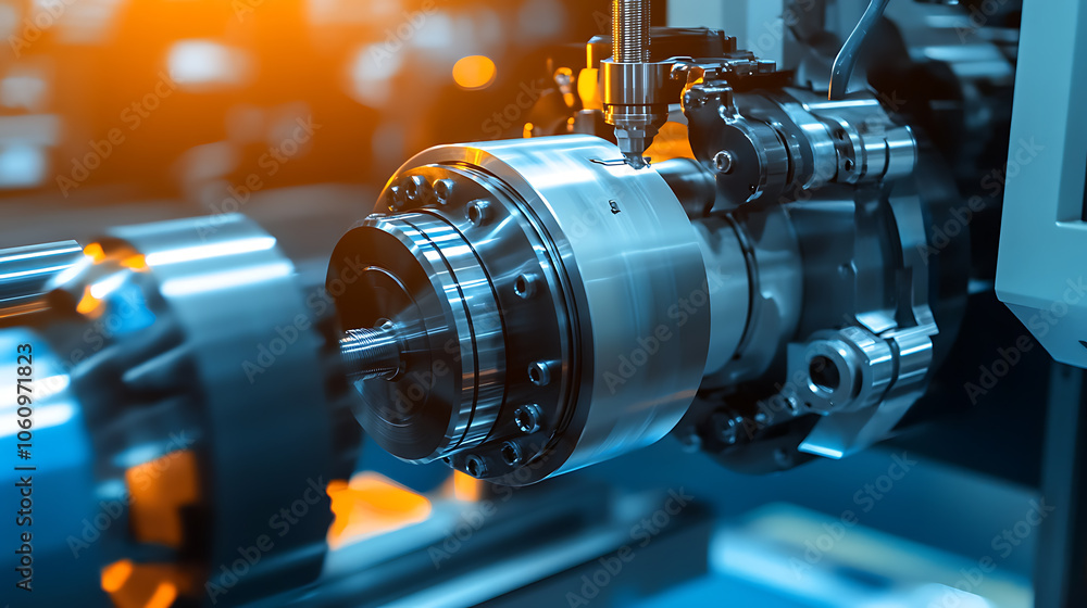 Poster modern cnc milling machine in action illustrating the precision and efficiency of contemporary metal