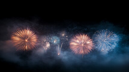 A stunning display of colorful fireworks illuminating the night sky, creating a festive and magical atmosphere.