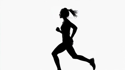 A silhouette of a person running against a plain background, emphasizing motion and fitness.