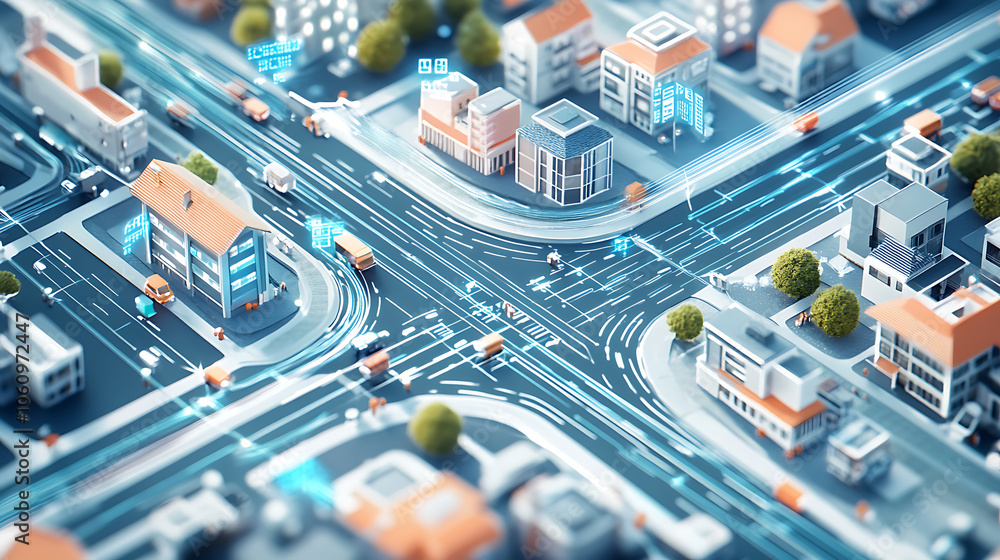 Poster Innovation that is isometric A secure wireless connection, big data connection technology, and a smart city are all interconnected, High, speed lines are also mentioned, the idea of what lies ahead