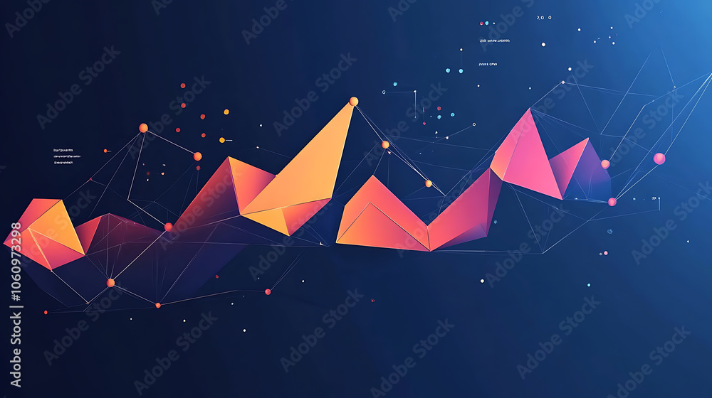 Poster modern paper documents with a horizontal banner on a dark blue background, dazzling low polygonal de