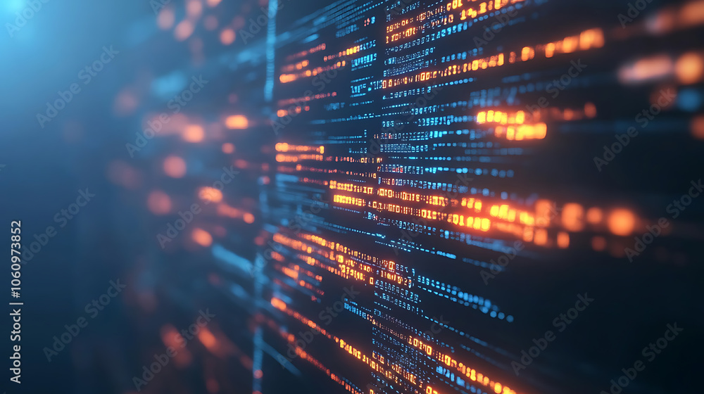 Poster Futuristic AI coding agent concept with digital code, artificial intelligence, and tech innovation, Ideal for illustrating advanced technology, machine learning, and programming