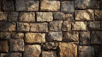 Naklejka premium A textured stone wall showcasing natural stone patterns and lighting effects.