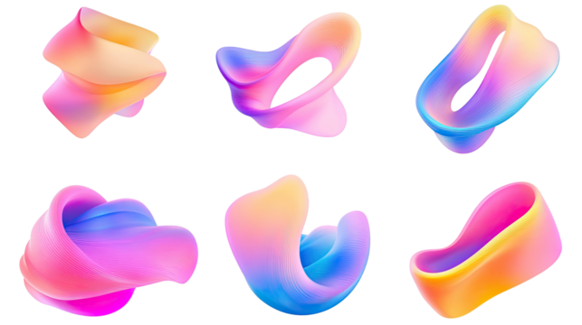 Colorful Abstract Swirls Collection for Mobile Screen Design Concepts Generative AI