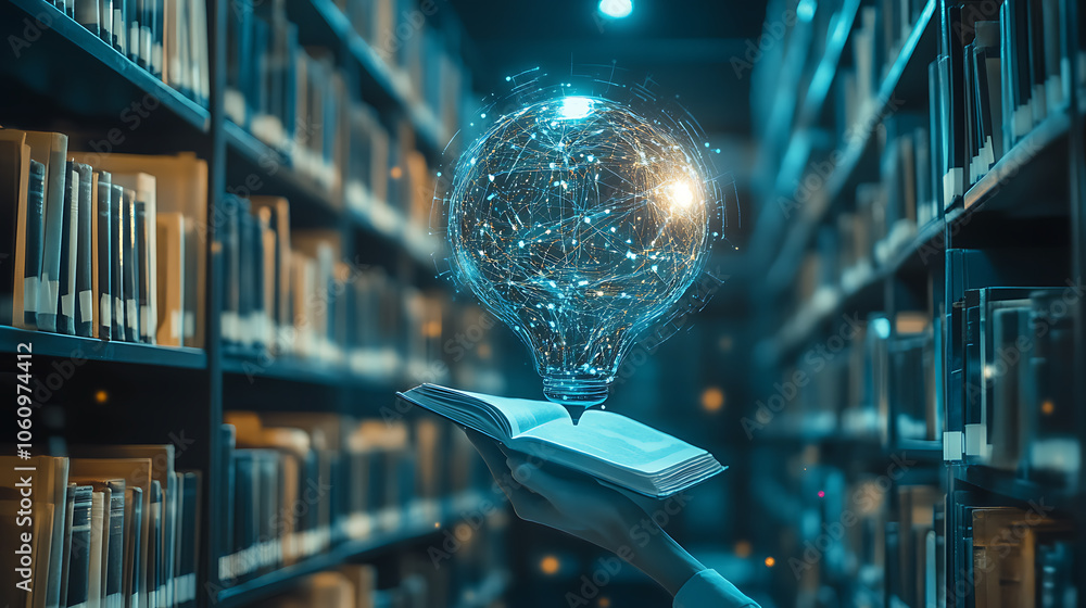Poster online libraries and internet education platforms present a modern approach to learning, with digita