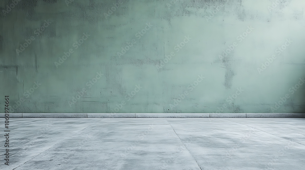 Poster saturated pastel gray green colored low contrast concrete textured background, empty colourful wall 