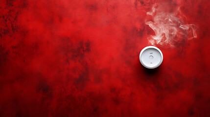 Smoke detector and fire alarm in action background with copy space