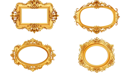 Elegant Gold Picture Frames Ideal for Luxurious Wall Art Displays Generative AI