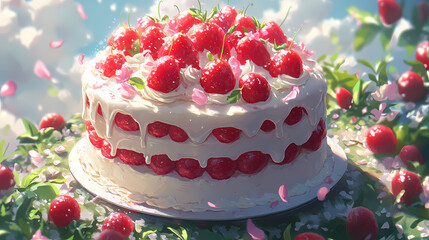 Charming Anime Cake Illustration: Beautifully Detailed Manga Art