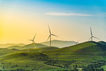 wind turbines in the mountains