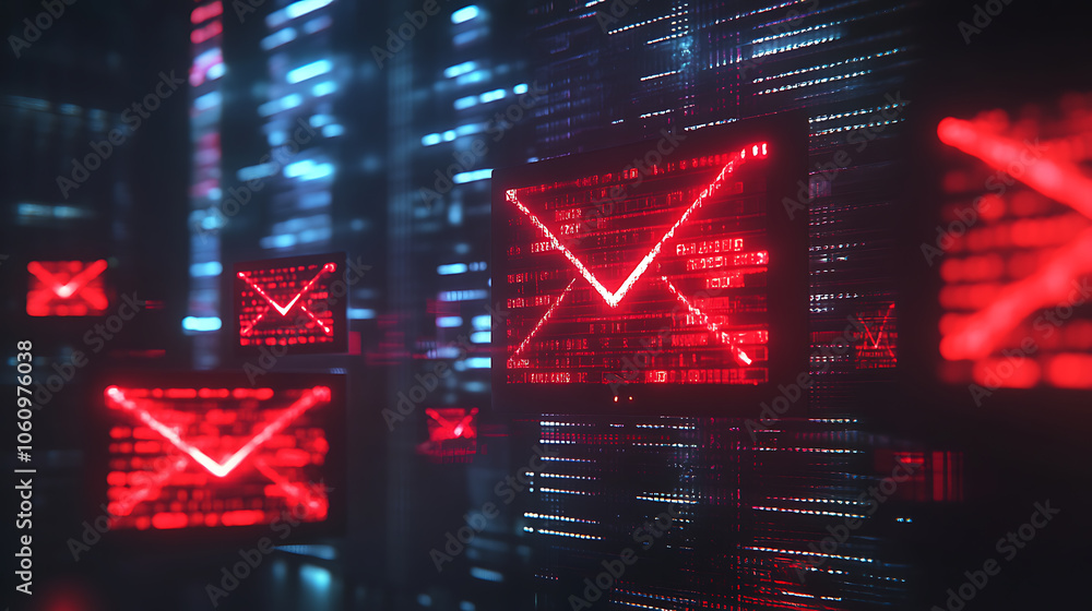 Poster ransomware email phishing attack displayed on computer screen cybersecurity concept